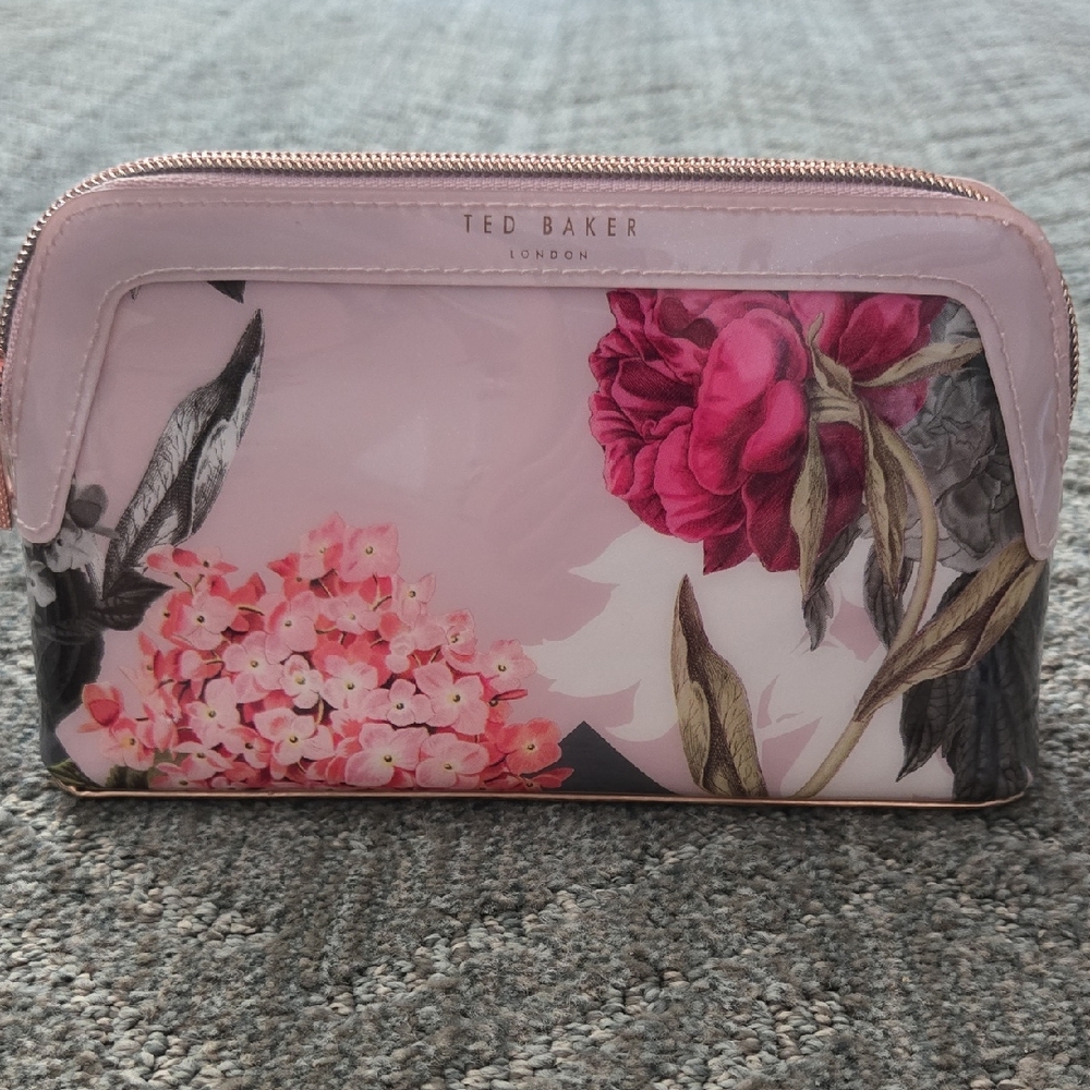 Ted Baker Pink Floral Gloss Cosmetic Pouch
